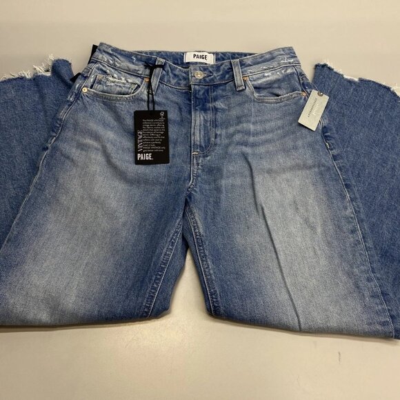 Paige Women’s Leenah High-Rise Straight Leg Jeans “Chaming Blue” Size 26P - Picture 1 of 13